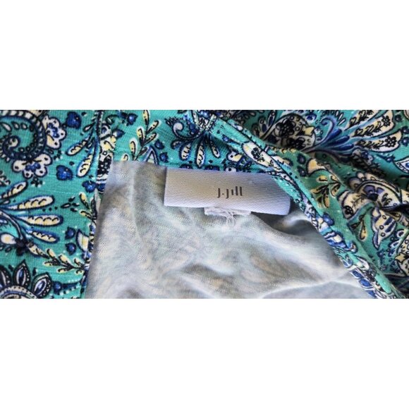 J Jill Fresh Teal Paisley Bottom Back Dress Size Large Viscose - Picture 9 of 16